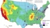ABD Jeolojik Araştırmalar Merkezi USGS'nin yayınladığı Ulusal Sismik Tehlike Modeli.