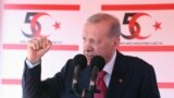 Cumhurbaşkanı Erdoğan, 20 Temmuz'da Lefkoşa'da Kıbrıs Barış Harekatı’nın 50. Yılı töreninde konuşma yaparken.
