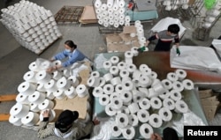 Çin'in Şincan bölgesinde bir tekstil fabrikası.